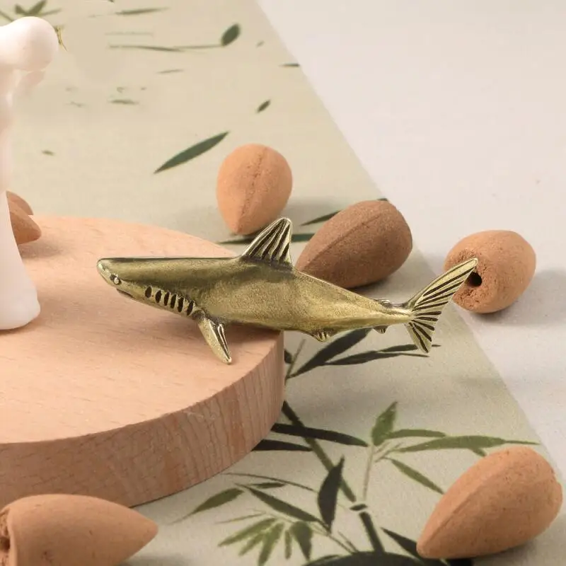 Collectibles Cute Baby Shark Solid Brass Statuette Tabletop Ornament Crafts Gift