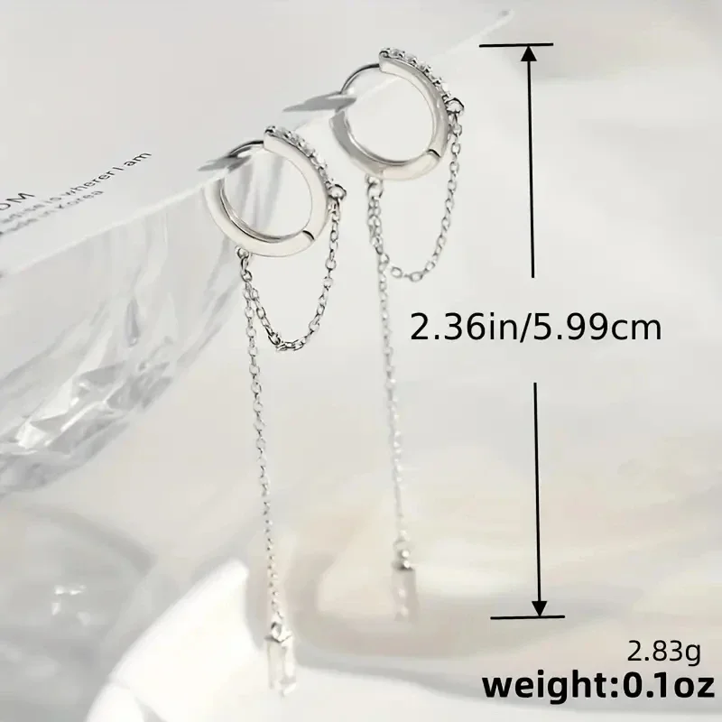 Modische silberne Quasten-Creolen-Ohrringe, exquisiter Schmuck, perfektes Geburtstagsgeschenk für Frauen. – Detail 3