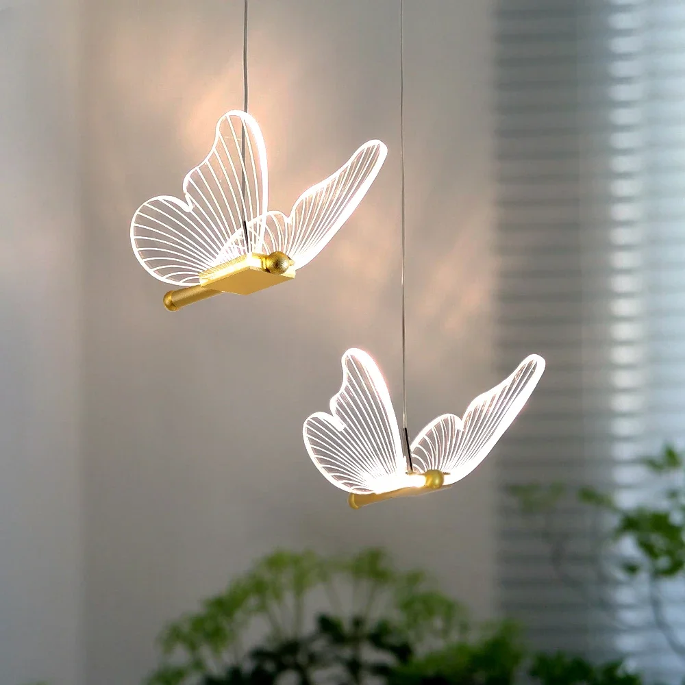 

Modern LED Acrylic Butterfly Pendant Lights Beside LED Chandelier Indoor Lighting For Bedroom Living Room Hanging Lamps Fixture