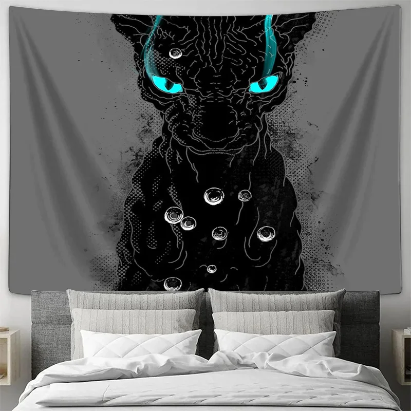 النمر الأسود نسيج الغابات الذئب القمر الجدار الشنق القوطية ديكور المنزل الظلام الأكاديمية غرفة الجمالية أنيمي نسيج غرفة نوم ليفين #3