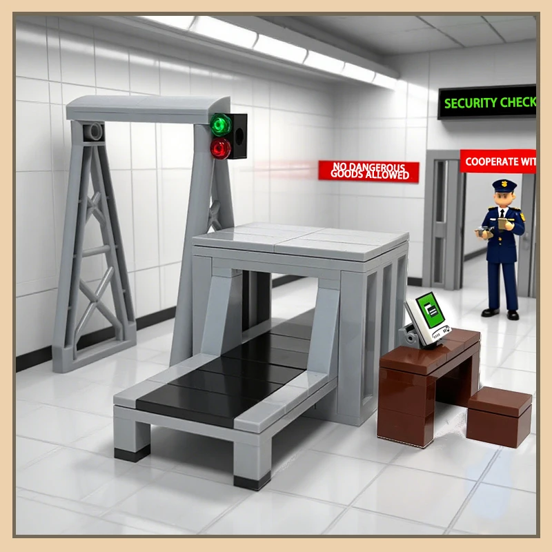 

MOC Train Station Security Check Machine Scene Simulation Small Particle Assembly Building Block Toy KIDS Puzzle TOYS XMAS GIFTS