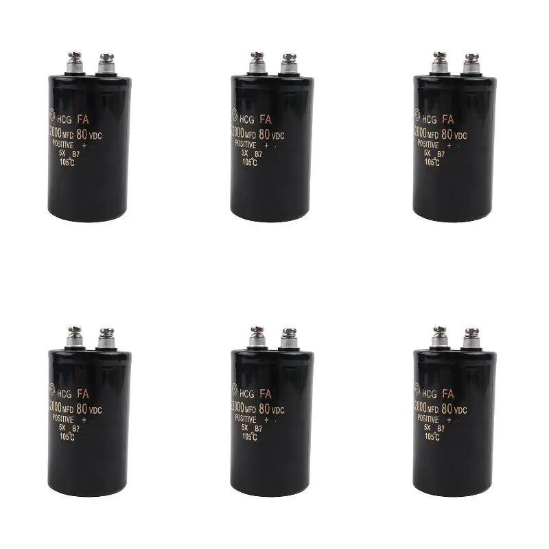 6Pack X(2200UF/80V High Capacity Bolt Type Electrolytic Capacitor 50x80mm