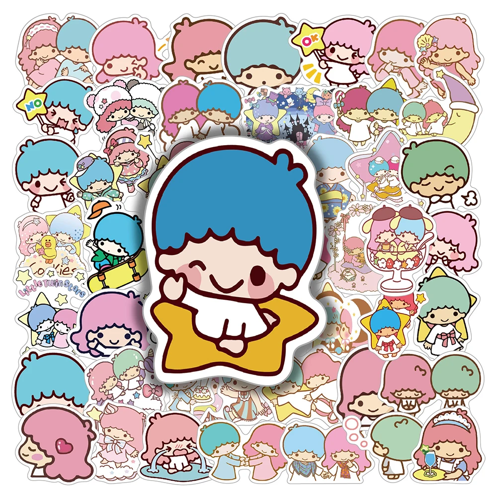 10/30/50/100 Stück süße kleine Zwillingssterne süße Sanrio Cartoon Aufkleber für Laptop Skateboard Scrapbook Bike Kawaii Aufkleber Aufkleber