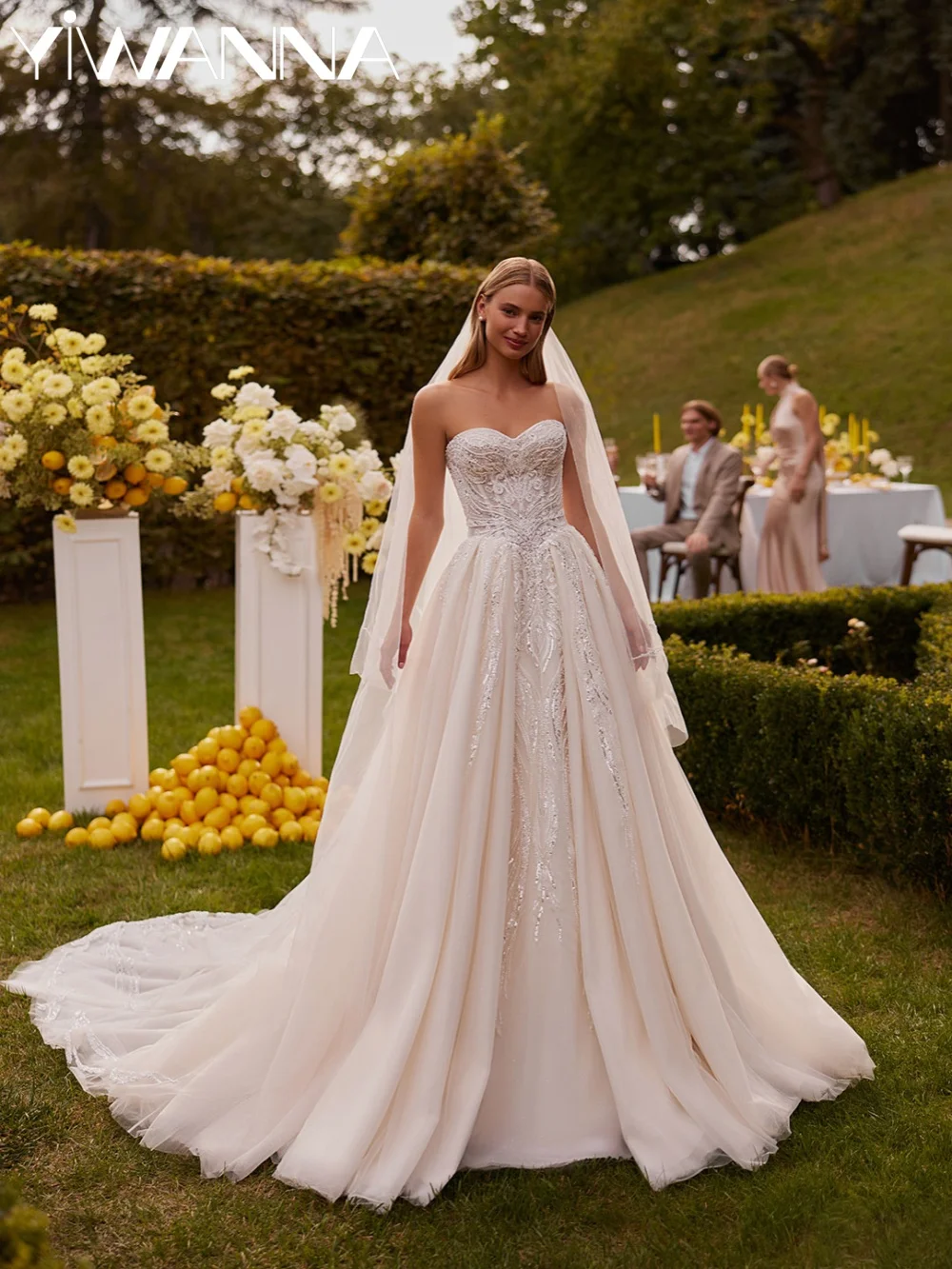 

Glitter Tulle Floor-length Wedding Dress Beaded Sweetheart Neck Bridal Gown 2026 Customized Romantic A-line Dresses For Bride