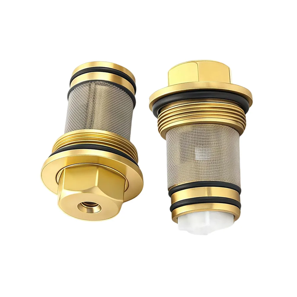 Backflow Preventer Set for GROHE 1411600M Faucet 2x Brass Check Valve Gold Compatible with Thermostatic Mixers