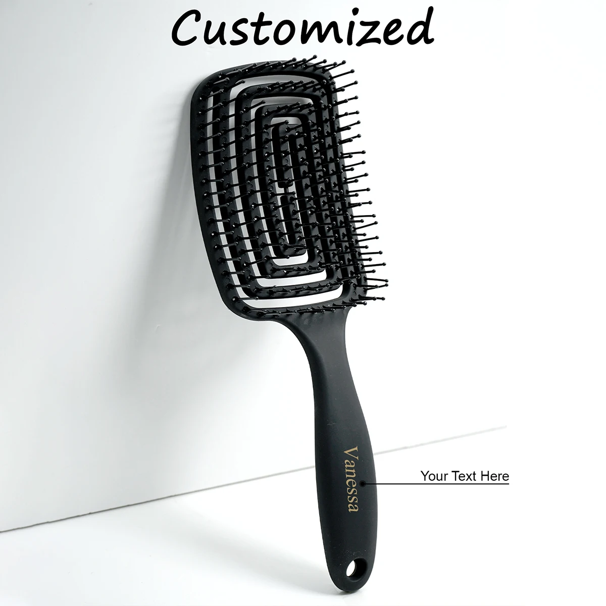 

1pc Customi Logo Hairbrush Hollow Out Hair Comb Anti Static Detangling Hair Comb Fluffy Hair Styling Comb For All Hair Type