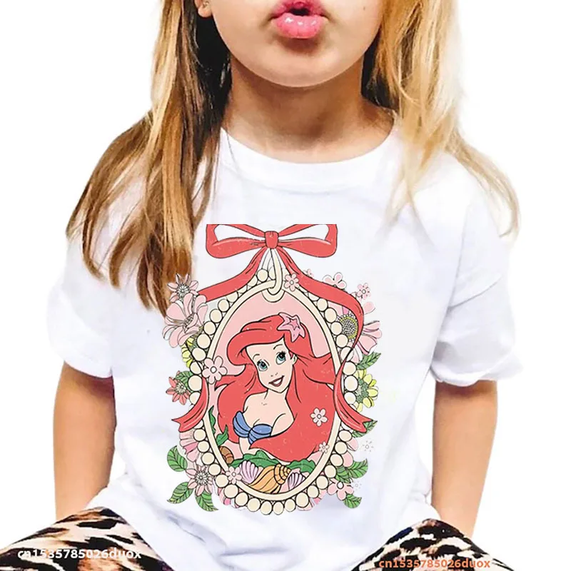 Disney World Princess Summer Short Sleeve TShirt Disney Aurora Snow White Cinderella Princess Shirt Disneyland Birthday Gift Tee