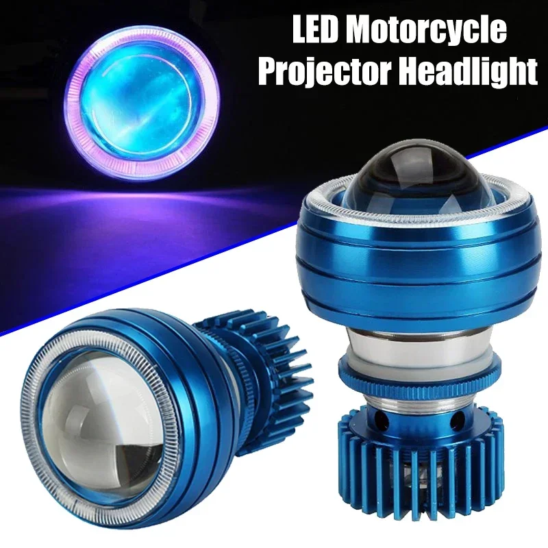 

1pc LED Angel Devil Eye Motorcycle Headlight Projector Headlamp with High/Low Beam