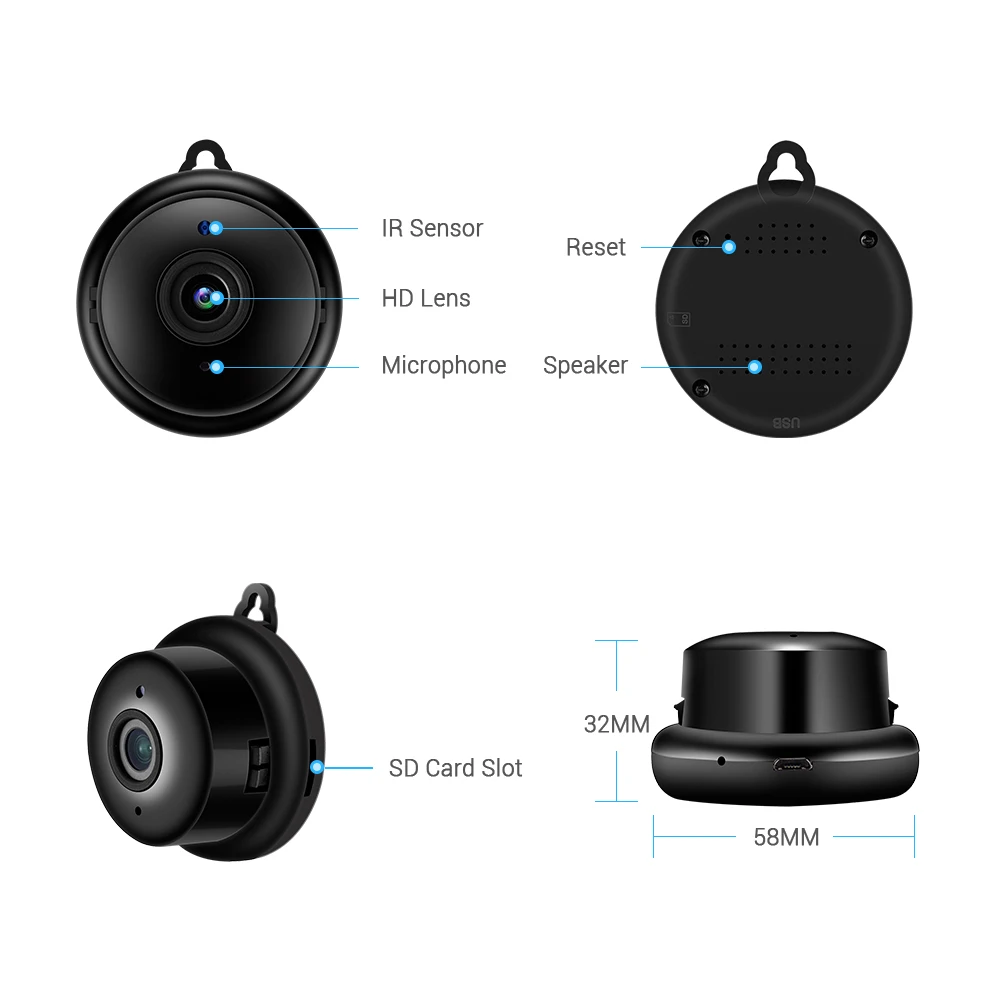 V380 Pro Mini Camera WiFi Camera 1MP 720P Night vision Wireless IP Camera Remote Wireless Video Surveillance Smart Home Camera