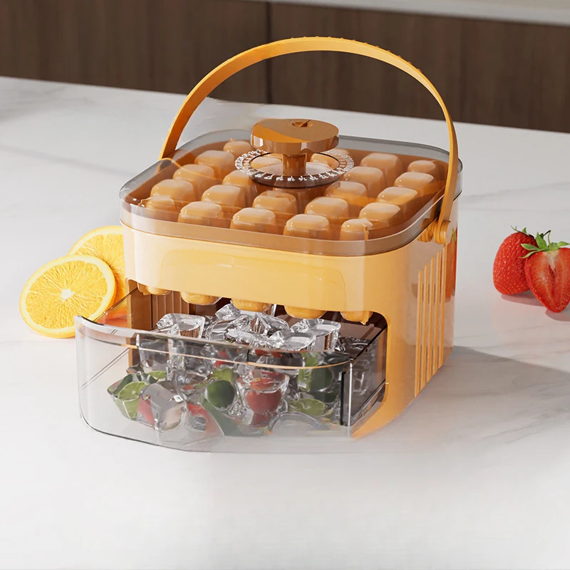 اضغط على صينية الثلج قالب مكعبات الثلج صندوق الثلج أداة صنع الثلج سعة كبيرة لتخزين الثلج