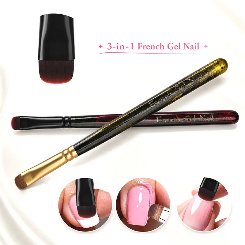 8Style Multi-color Handle Gel Nail Brushes, Professional Painting Tools for Gel Tip Extension, Acrylic & Builder Gel