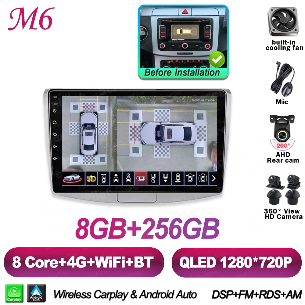 For Volkswagen VW Passat B6 B7 B8 CC 2007- 2021 Android 16 Multimedia Video Player Carplay Intelligent System Wifi 4G 8 Core image 3