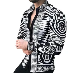 New retro men's long-sleeved shirt, trendy, lightweight, luxurious, comfortable, casual, daily wear shirt, fashionable button de