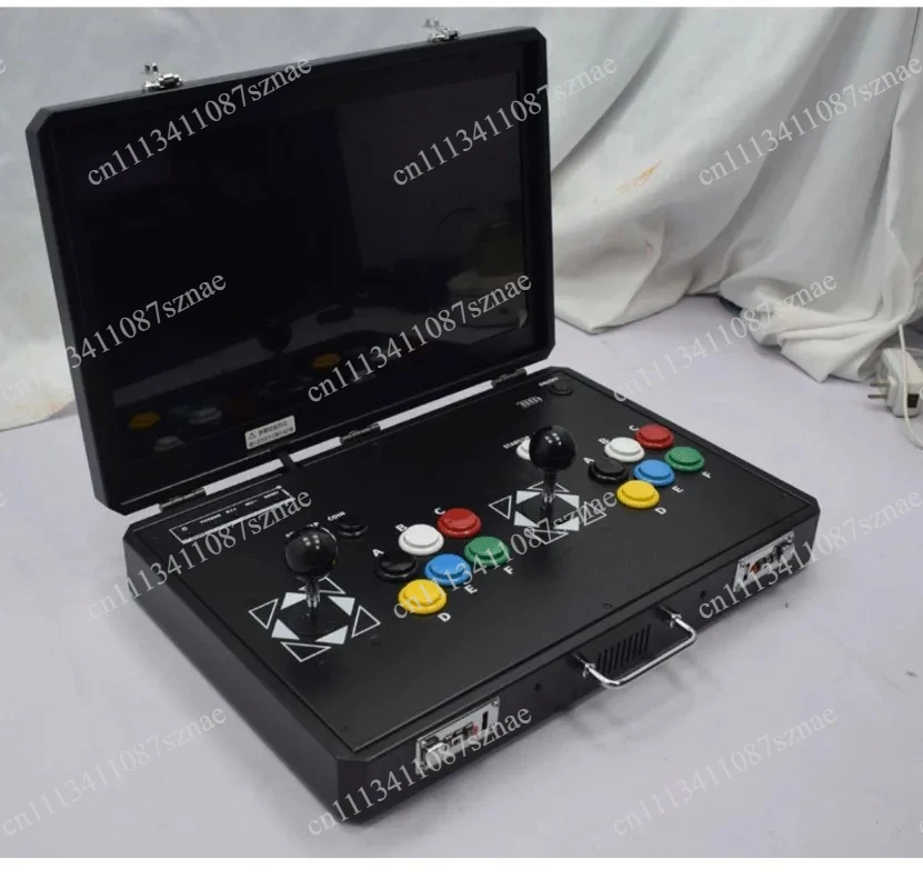 Portable Double-Screen Arcade Game System with Joystick, Foldable All-in-One Retro Console for Home Entertainment