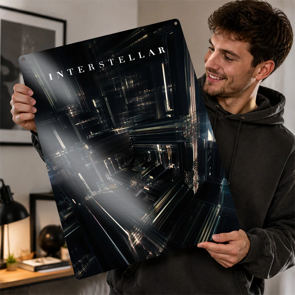 Interstellar Tesseract Movie 3D Texture Metal Poster Customized Wall Art Tin Sign Gift for Mancave Home Decor Ornaments Items
