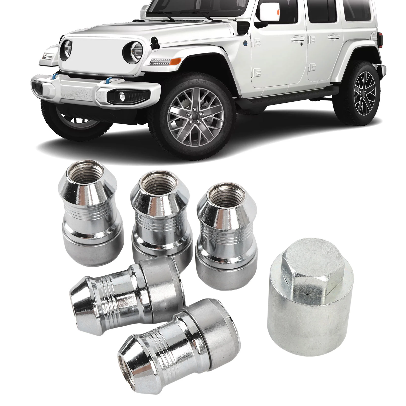 

Комплект противоугонных колесных замков с ключом 82215711 для JL JT 2018-2025, секретные гайки для колес, противоугонные замки для колес