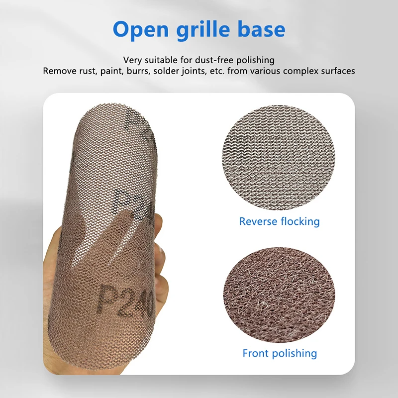 10Pcs 5inch Hook & Loop Abrasive Dust Free Grid Sanding Paper 125mm Mesh Sanding Discs Anti-Blocking Grinding Sandpaper For Car