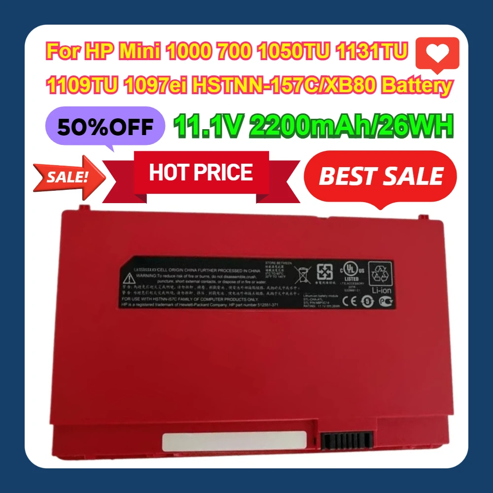 

For HP Mini 1000 700 1050TU 1131TU 1109TU 1097ei HSTNN-157C/XB80 Battery