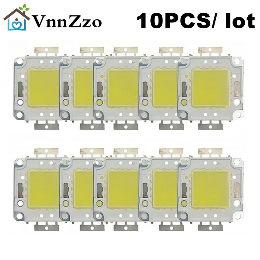 10pcs/ lot High Brightness LED Beads Chip 10W 20W 30W 50W 100W LED COB Chip White Warm White for DIY Flood Light Spotlight