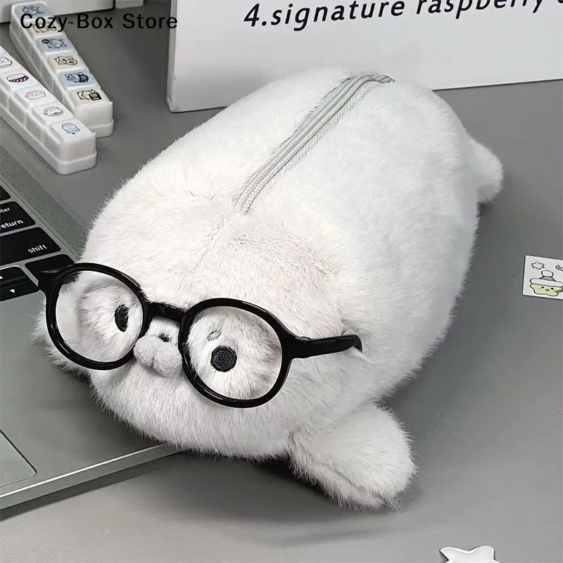 [ZY]Funny Cute Seal Doll Pencil Case High Aesthetic Value Storage Bag Large Capacity Plush Stationery Bag School Supplies[ZY] - view 5