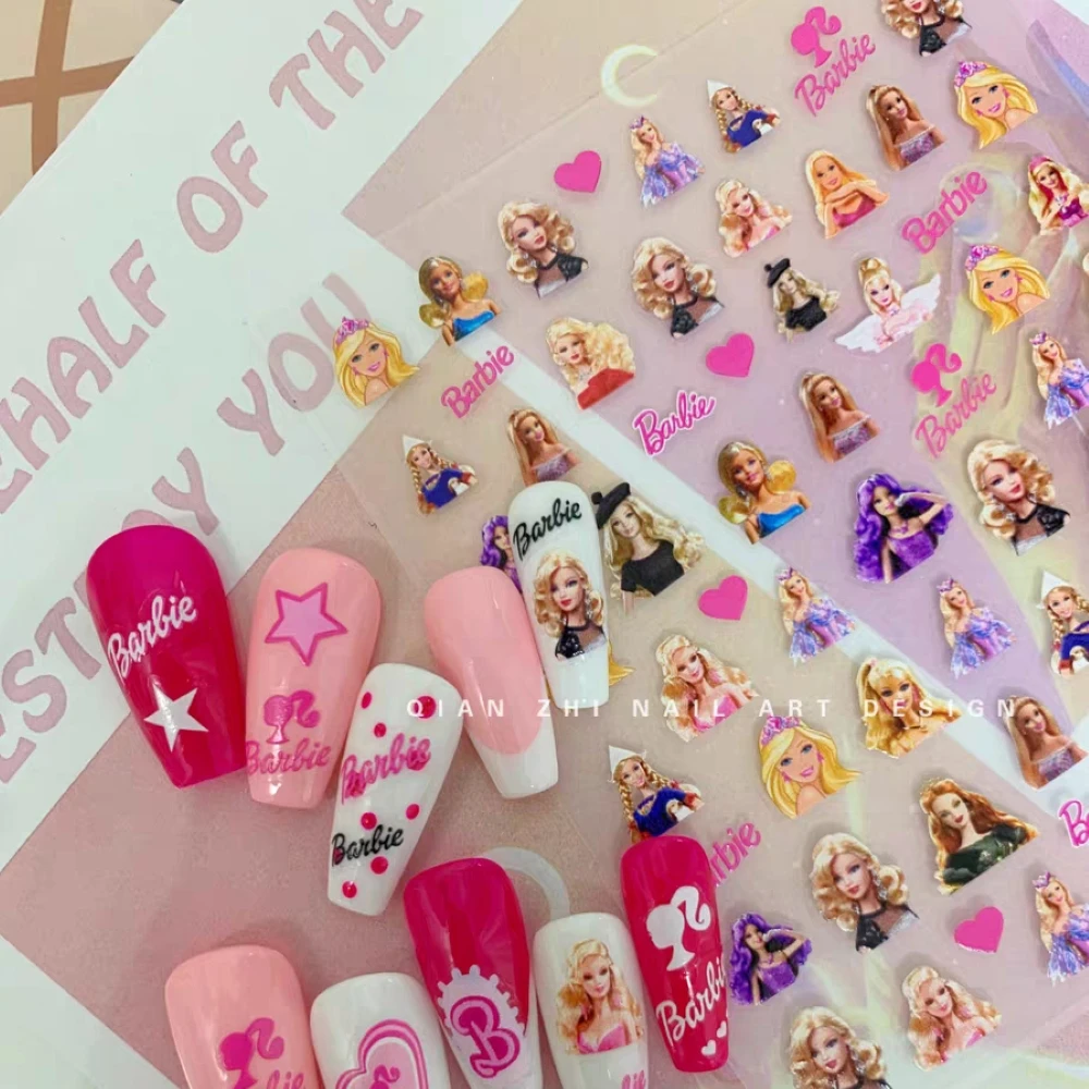 

1 sheet Princess Barbie New 3D Nail Art Stickers Nail Decals for Manicure fashion Design DIY Happy Accessories