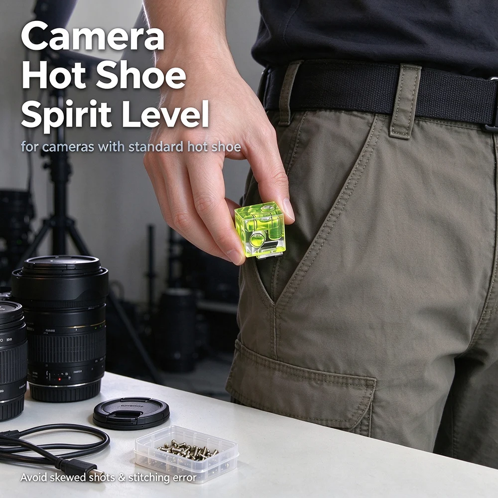Camera Hot Shoe Bubble Level Triple Axis Spirit Level 3D Cube Level for Sony A7IV Canon Nikon Fuji DSLR Mirrorless Accessories‌