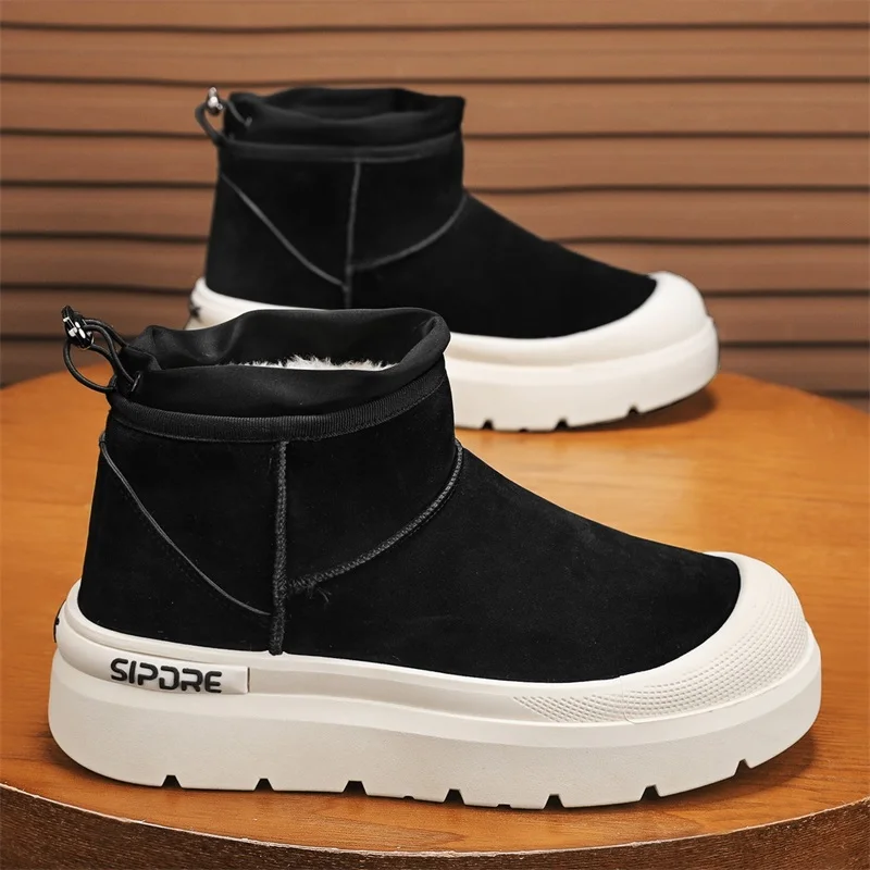 

Winter men's high top snow boots with plush insulation, versatile and niche casual sports cotton shoes