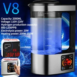 V8水素リッチウォーターマシン,2000ml,一定温度,電気分解,アンチエイジング,家族用