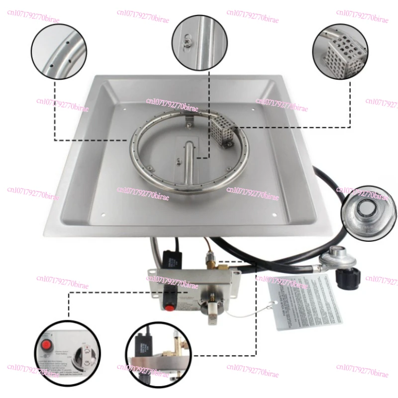 480mm 정사각형 오목형 화로 난방 시스템 가스 저압 스테인리스 스틸 퍼니스