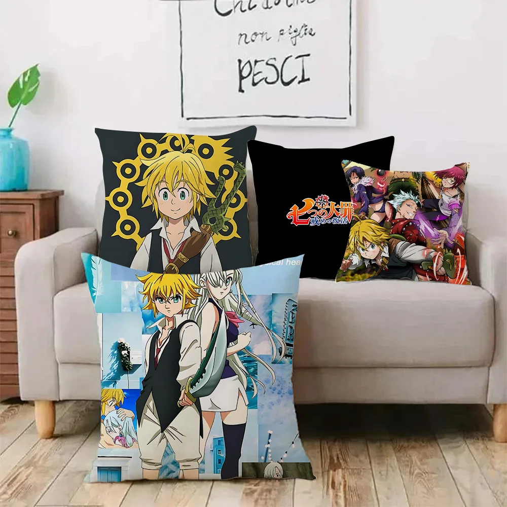 Hot Anime The Seven Deadlys Sins Pillow Covers Cartoon Sofa Decorative Home Double-sided Printing Short Plush Cute Cushion Cover