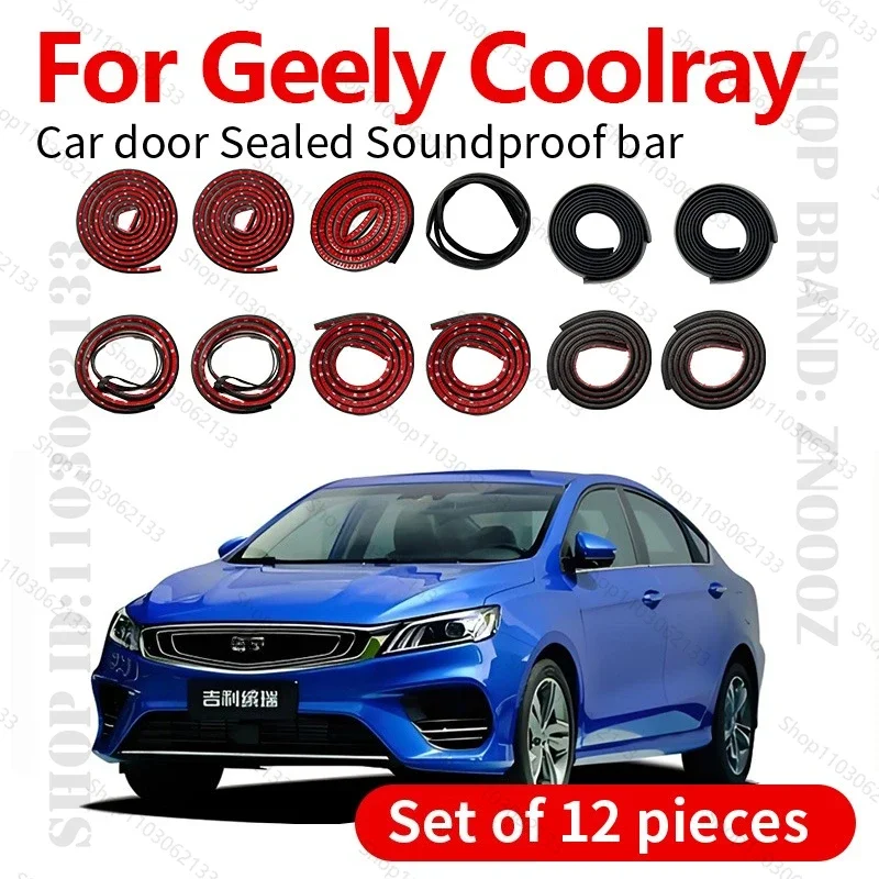 For 2018-2025 Geely Coolray Car Door Strip Rubber Double Layer Sealing Protector Soundproof Strip Dustproof Seal Strip 12PCS Set