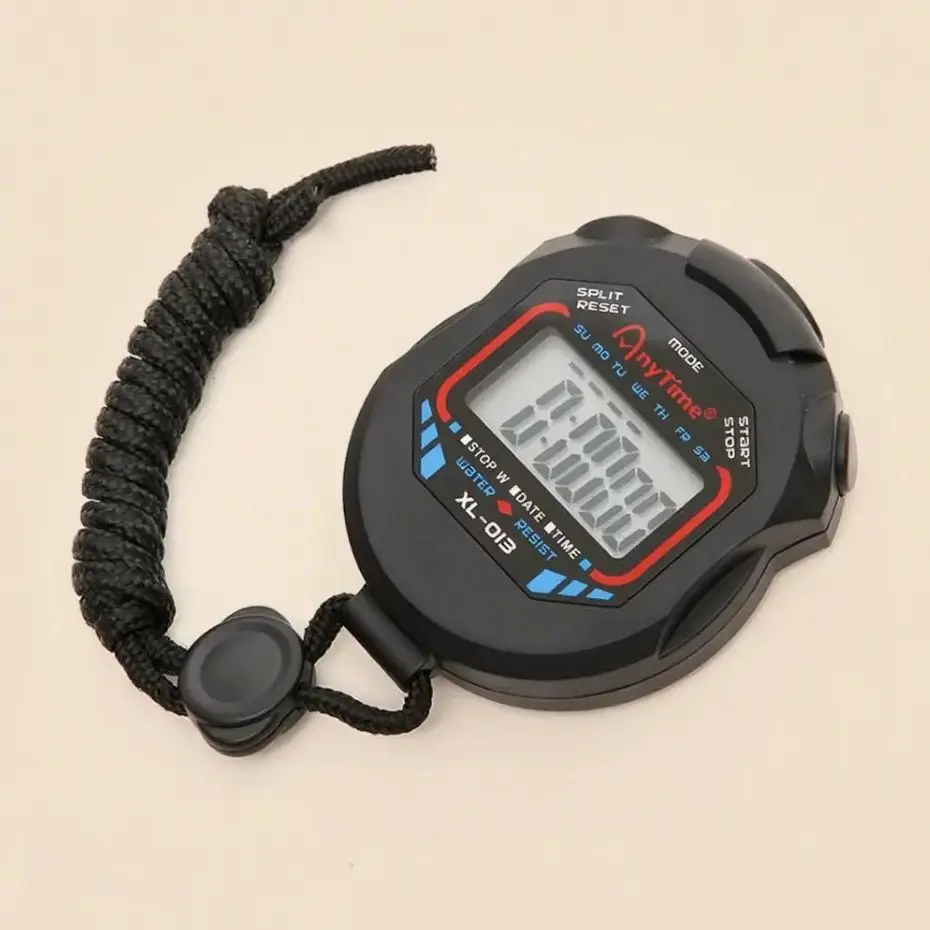 Waterproof Digital Stopwatch With Alarm 24H LCD Handheld Sports Timer For Swimming Racing Outdoor Activities With Lanyard