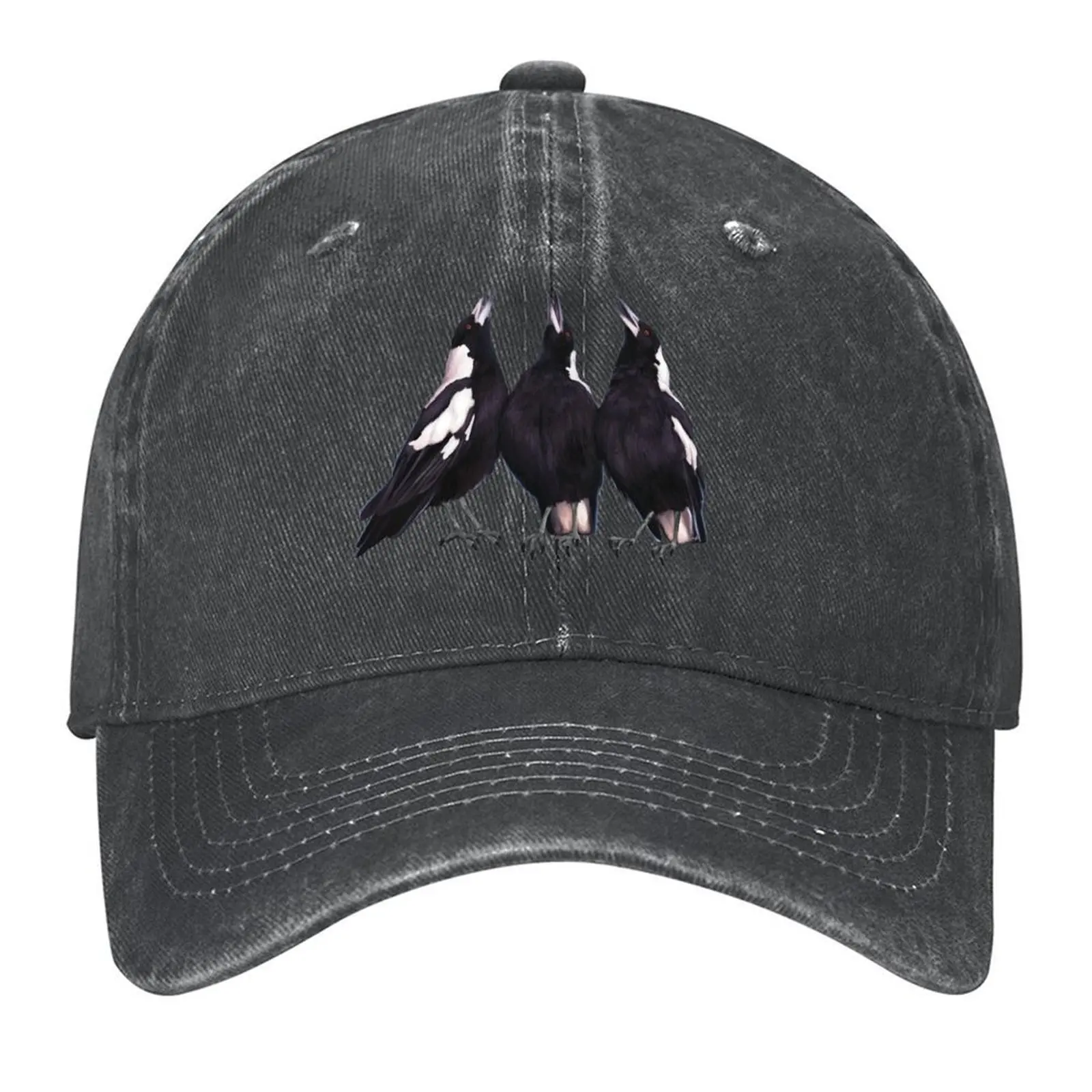 

Trio of warbling magpies. Australian theme decor, original artwork. Unique gift. Baseball Cap Streetwear Male Women's