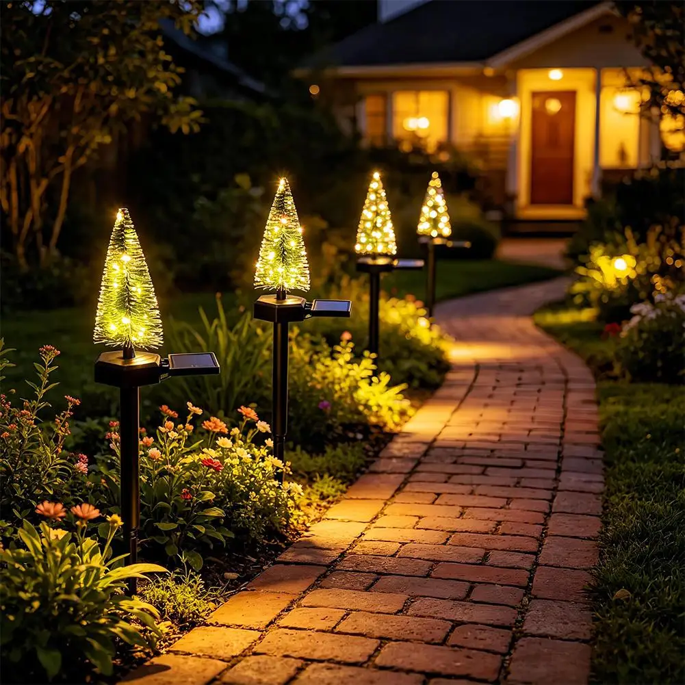 Solar Christmas Pine Tree Lamp Christmas Garden Floor Lamp Suitable for Garden Passages and Christmas Decoration