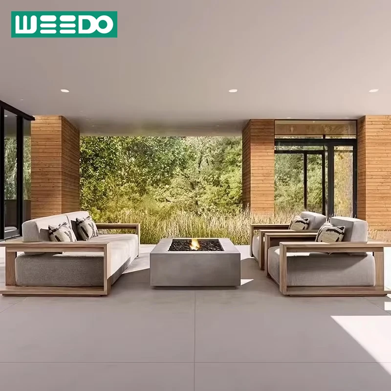 Hot-selling Teak Wood Garden Sofa Luxury Resort Outdoor Furniture Set Patio Teak Outdoor Furniture Villa Outdoor Sofa
