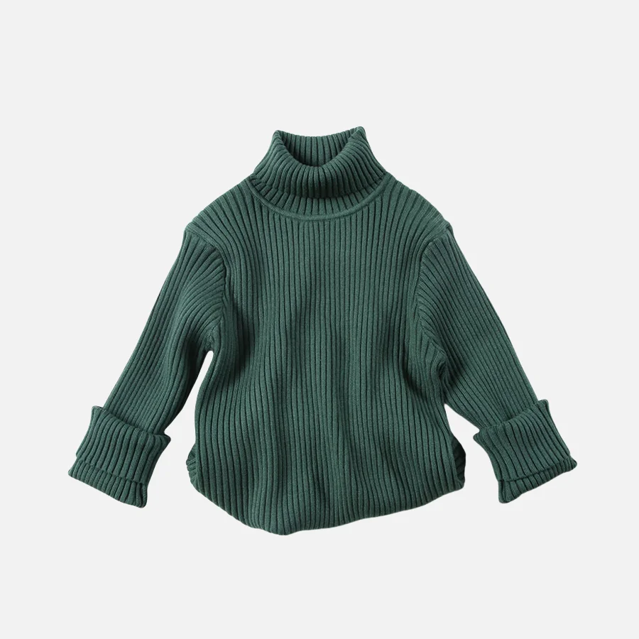 Autumn Winter Elastic Cotton Turtleneck Kids Knitted Sweaters for Girls and Boys Soft Striped Brief Children Undershirt Clothes