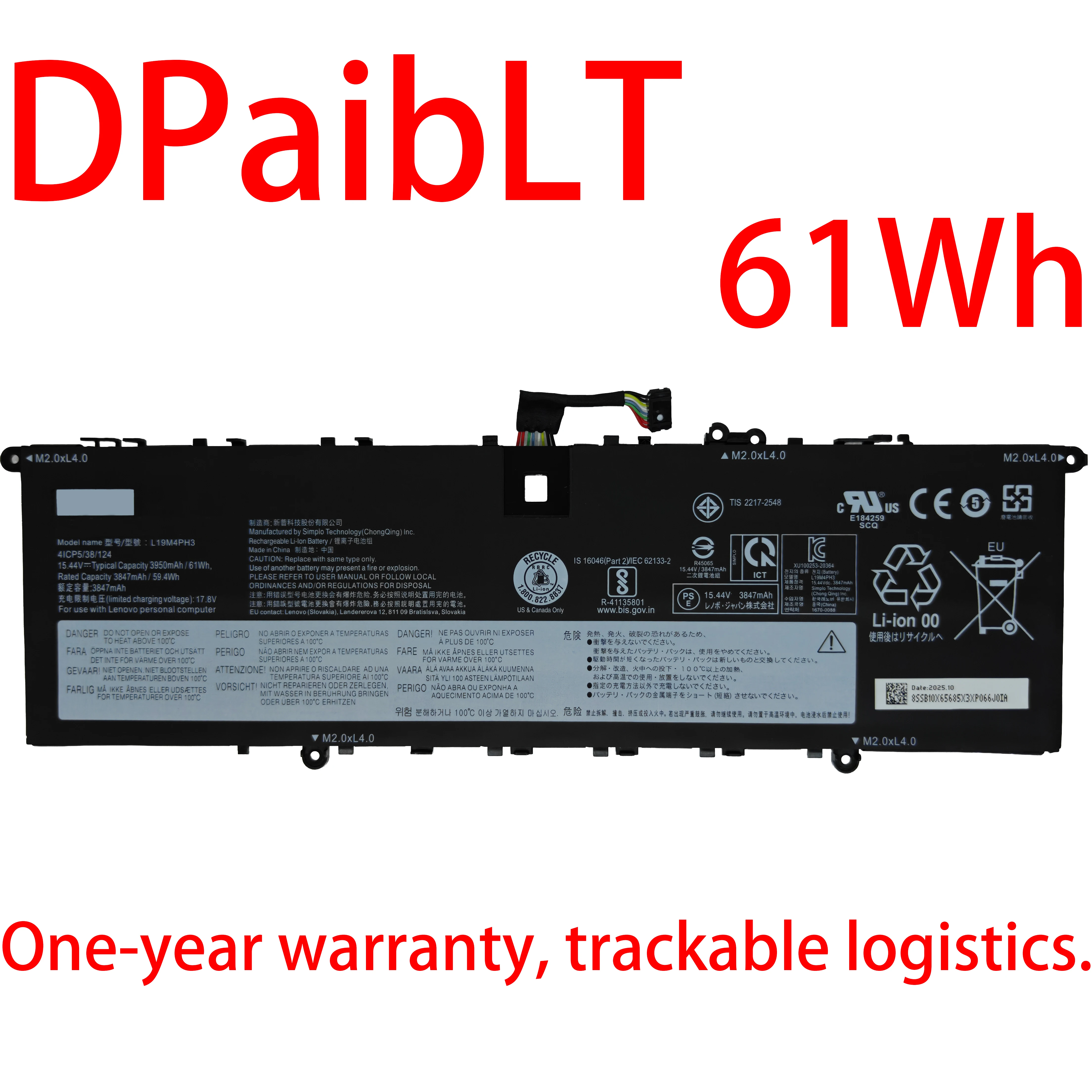 

DPaibLT 61Wh L19M4PH3 L19D4PH3 L19C4PH3 LAPTOP BATTERY For Lenovo YOGA SLIM 7 PRO 14ACH5,14IAH7,14IAP7 14IHU5 14ITL5 14ACH5