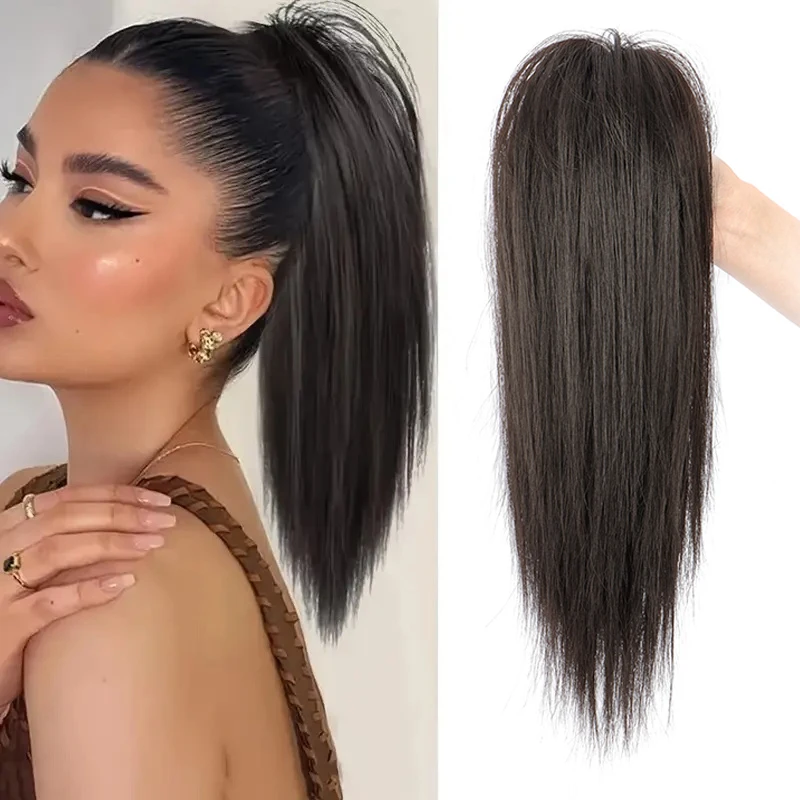 

14Inch Synthetic Claw Clip Ponytail Hair Extension Waterfall Short Straight Ponytail Black Brown Heat Resistant Hair Accessories