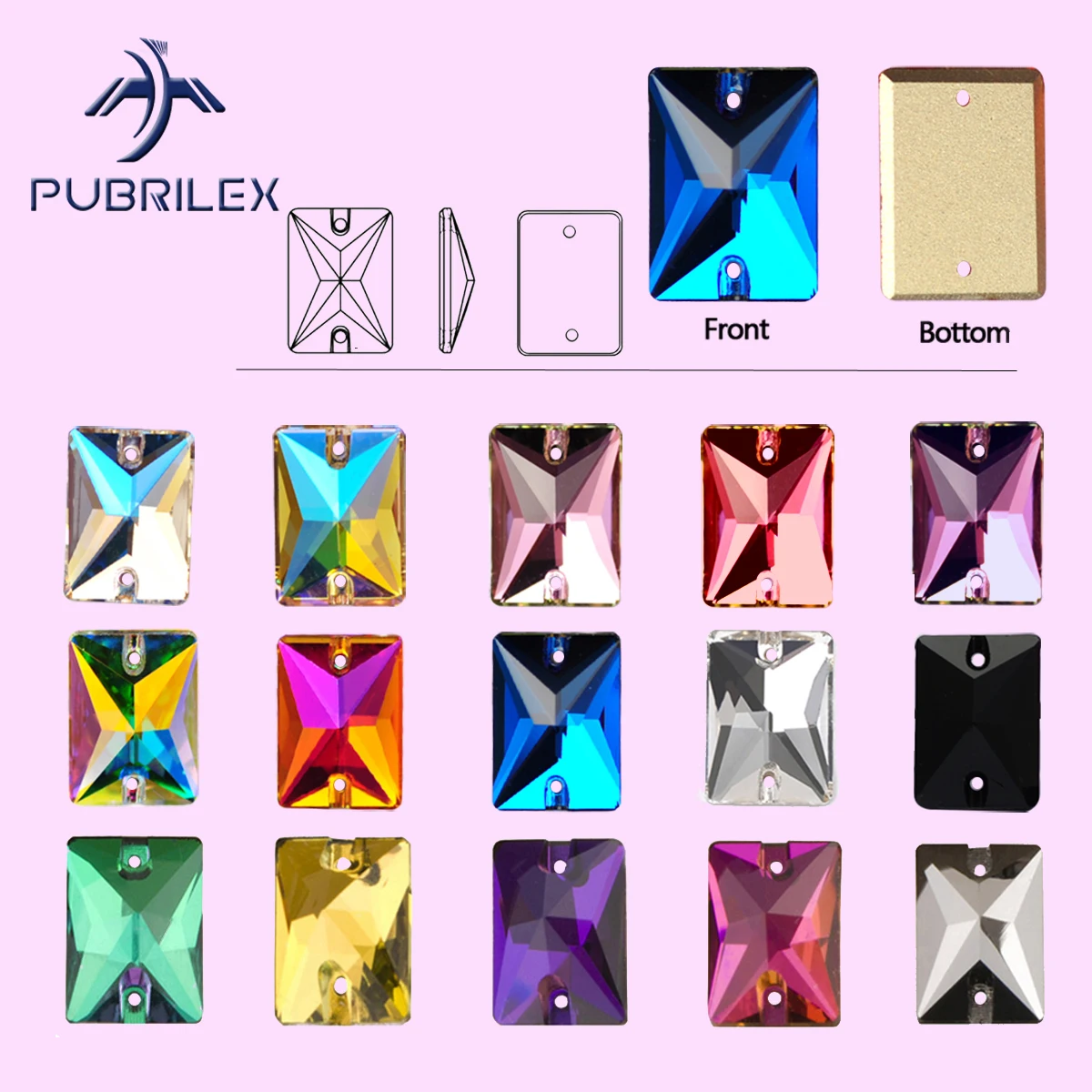 

Pubrilex Rectangle Sew On Rhinestones Flatback Glass Strass Crystal Stones for Garment Clothes Jewellery Sewing Rhinestones