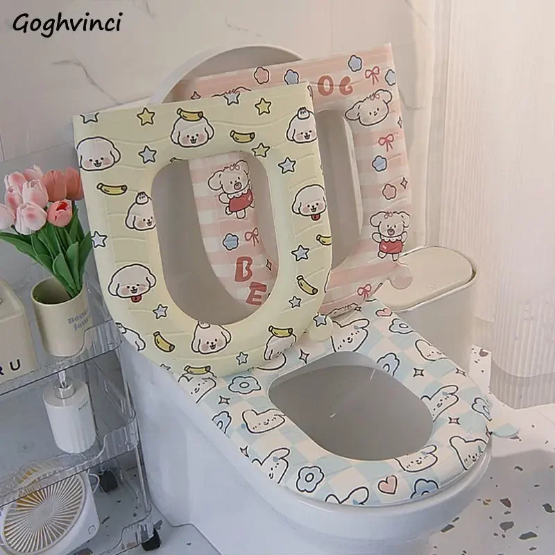 

Мультяшный чехол на сиденье унитаза с ручкой, приятный для кожи, мягкий табурет для ванной комнаты, универсальная подушка, моющаяся, четыре сезона