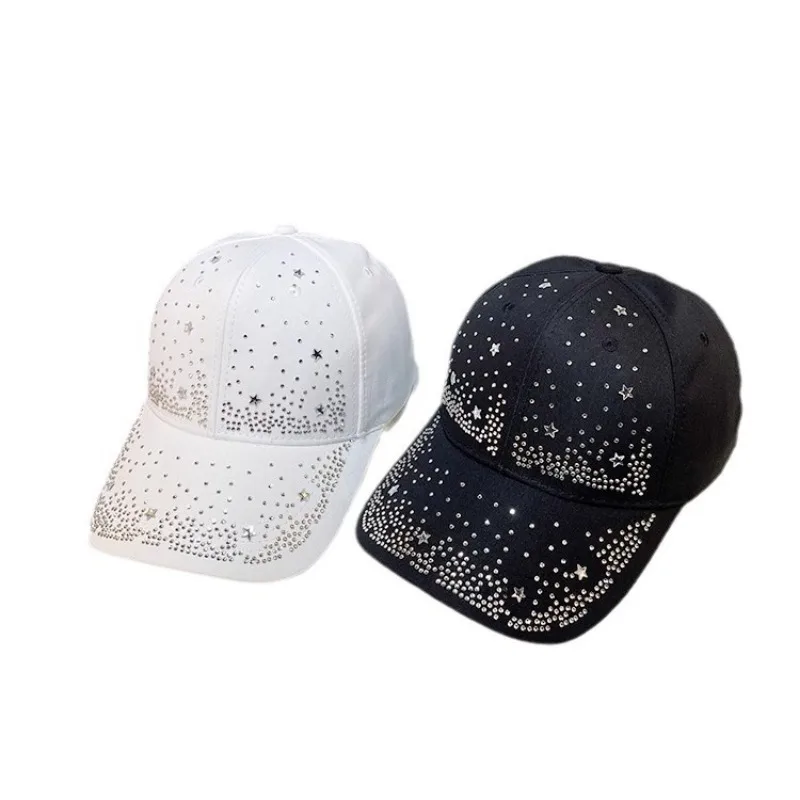 2024 New Women Full Star Rhinestone Diamond Baseball Cap Summer Personality Street Hiphop Sun Hats for Female Luxury Snapback