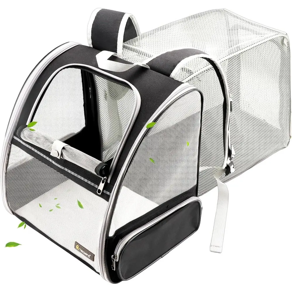 

Расширяемый рюкзак-переноска для кошек и маленьких собак весом до 17 фунтов - дышащая, складная дорожная сумка для путешествий и активного отдыха на природе