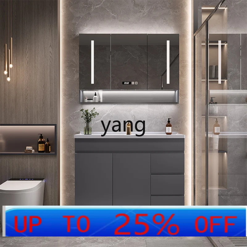 LMMStainless Steel Honeycomb Bathroom Cabinet Set Washbasin Washstand Bathroom Ceramic Floor-standing
