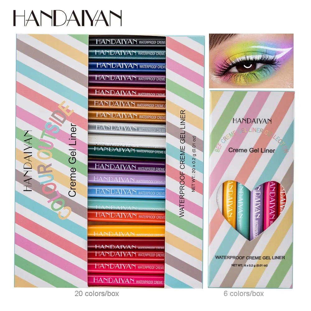 HANDAIYAN Colored Eyeliner Set Makeup Gel Pencil Waterproof Eye Liner Cream Pen Easy to Wear Matte White Yellow Cosmetics Tool