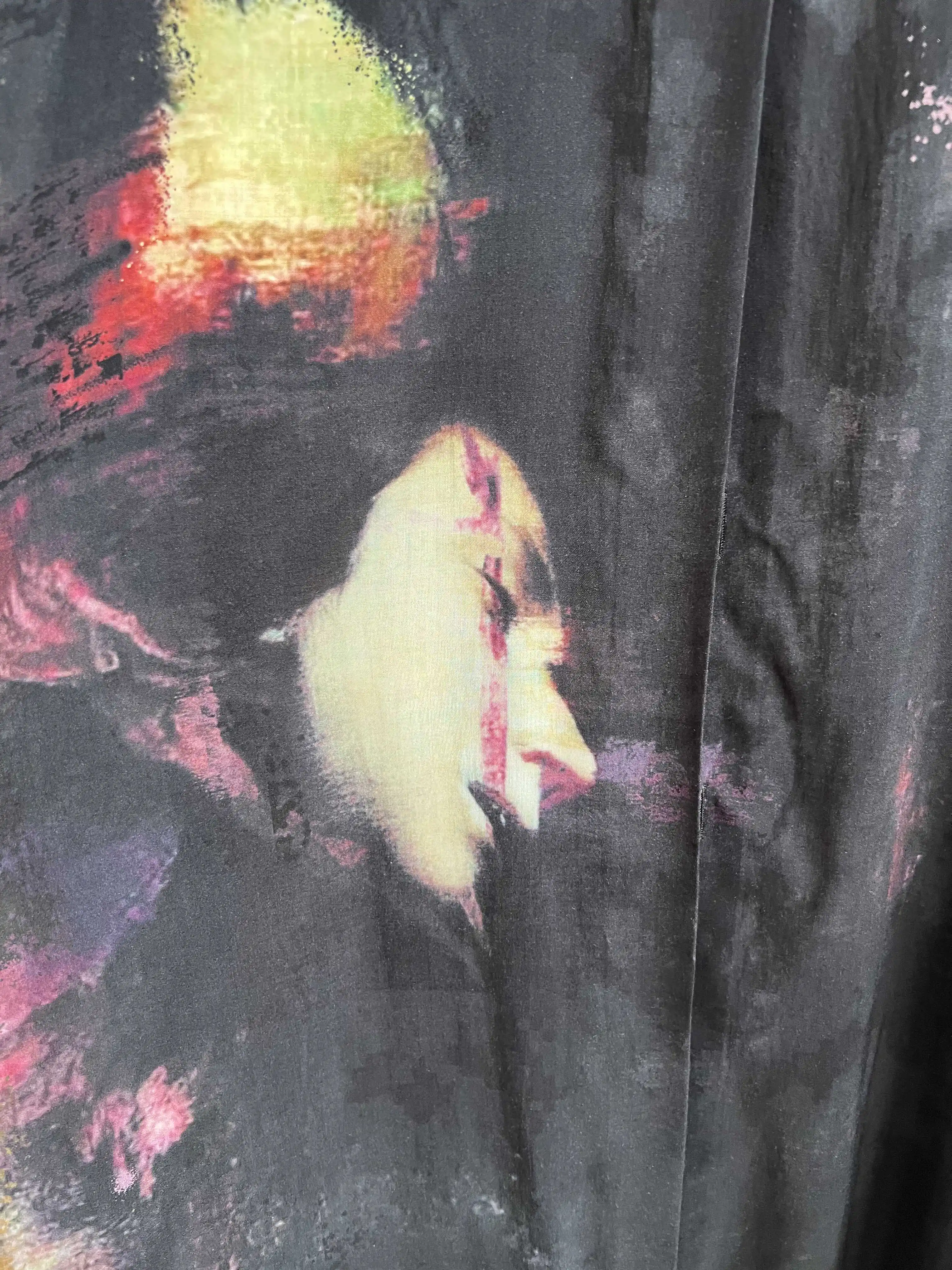 Original lapel pure cotton shirt, long-sleeved design, portrait printed single-breasted top for men