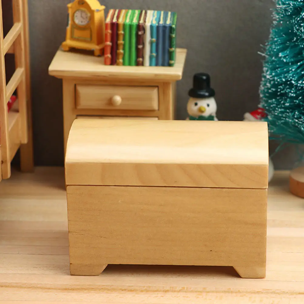 

Mini Wooden Treasure Box 1:12 Scale Miniature Storage Box Exquisite Home Decor Mini House Furniture Miniature Furniture