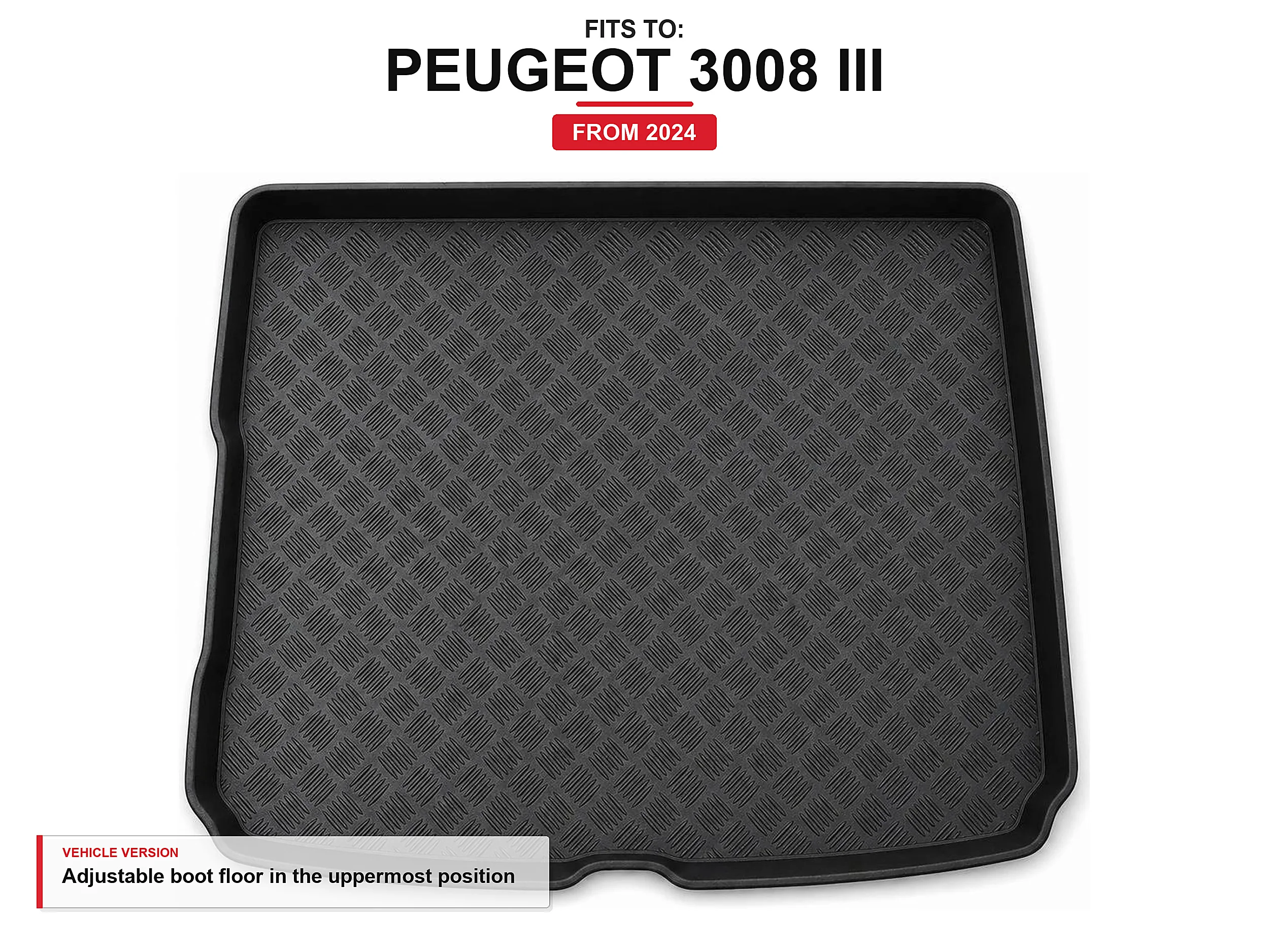 Kofferbakbekleding met lip Voor: Peugeot 3008 Iii 2024-