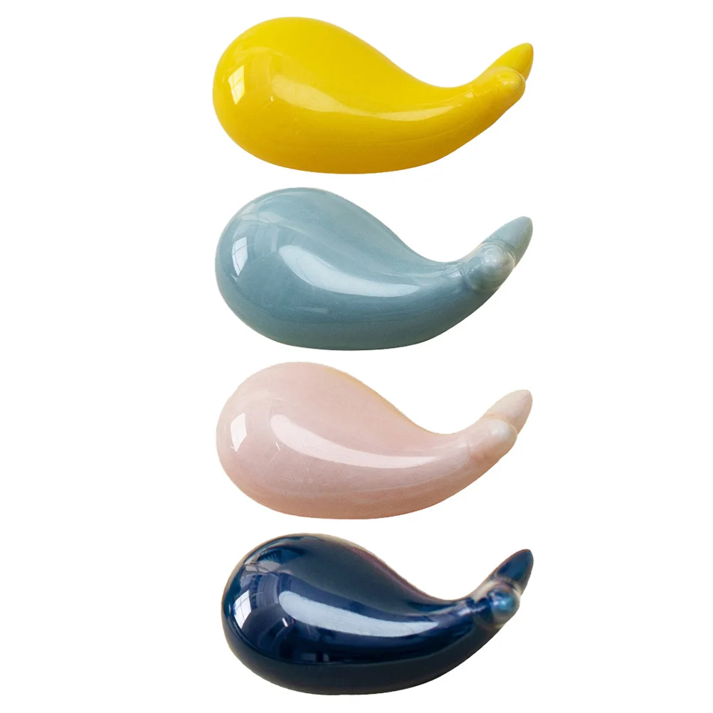 

4Pcs Whale Shaped Ceramic Chopstick Holder Elegant Animal Chopstick Rest for Tableware Fork Spoon Holder Dining