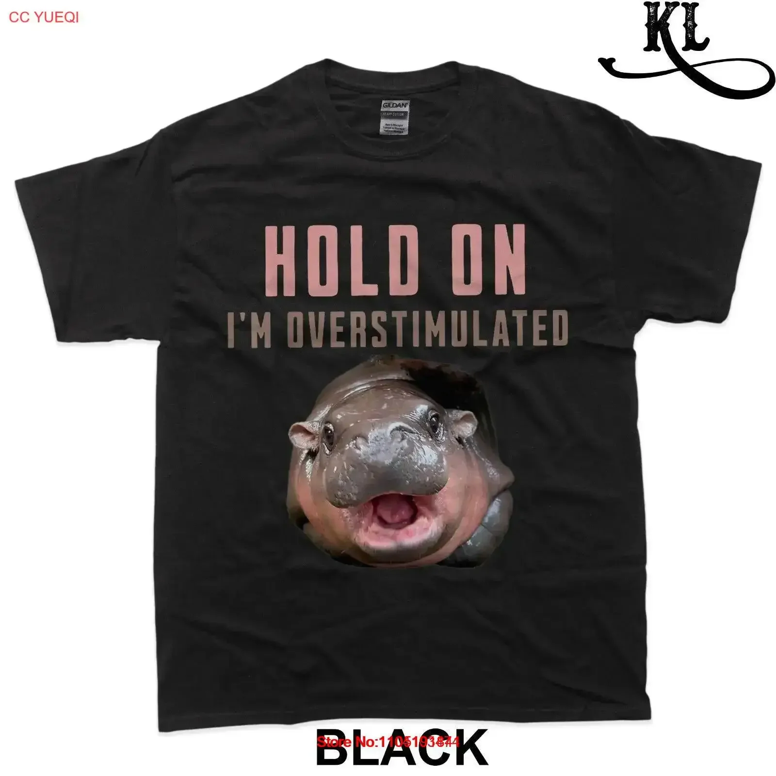 Hold on I'm Overstimulated Baby Pygmy Hippopotamus Moo Deng T Shirt vintage Washed Slightly streetwear Soft