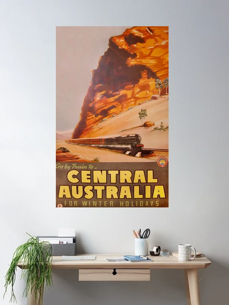 train to Central Australia Art Print Canvas Poster, Living Room Decor, Home Wall Picture